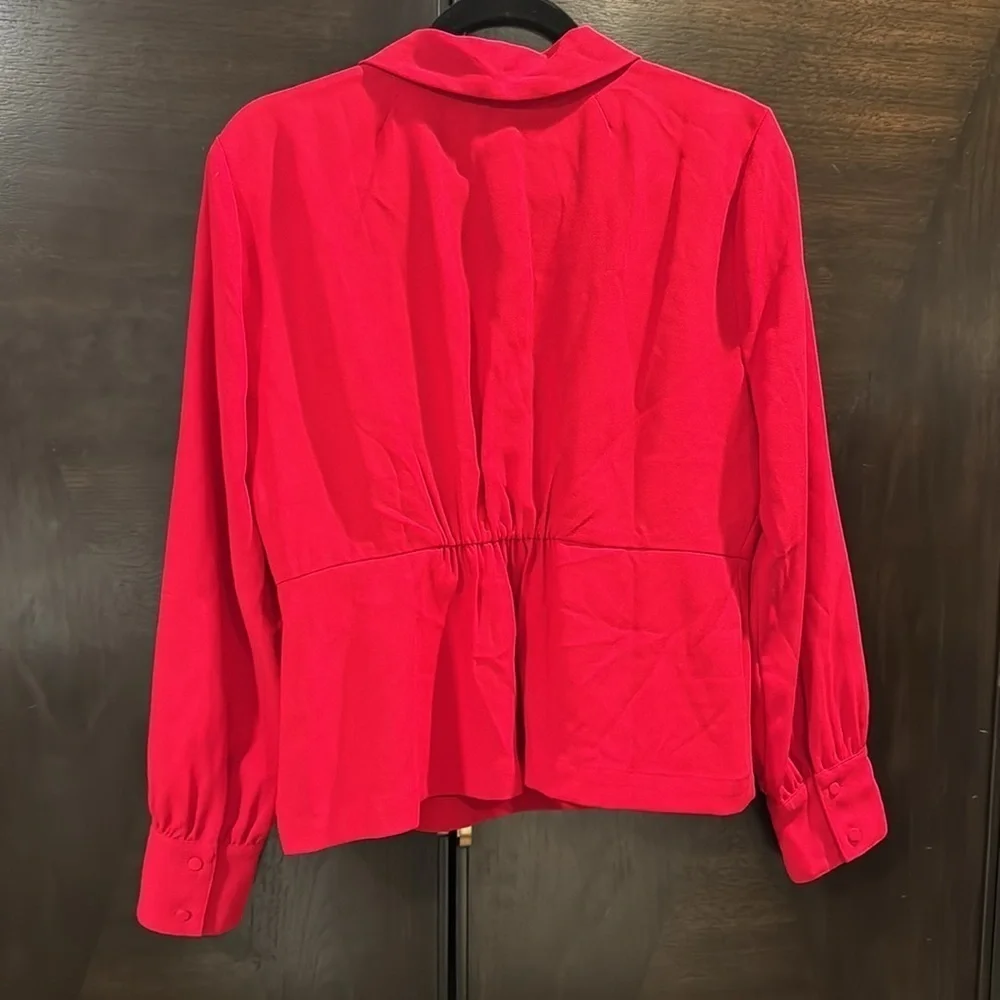 J. Crew Red Collared Blouse Size 14 EUC